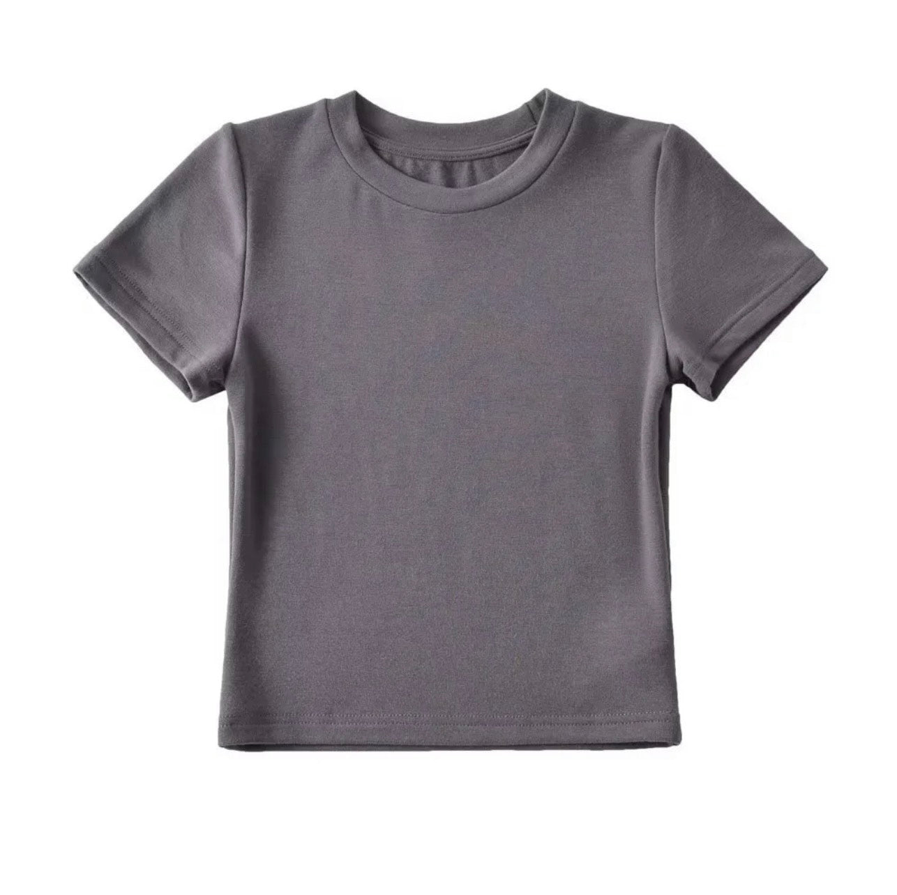Cotton Crew Neck Cropped Tee
