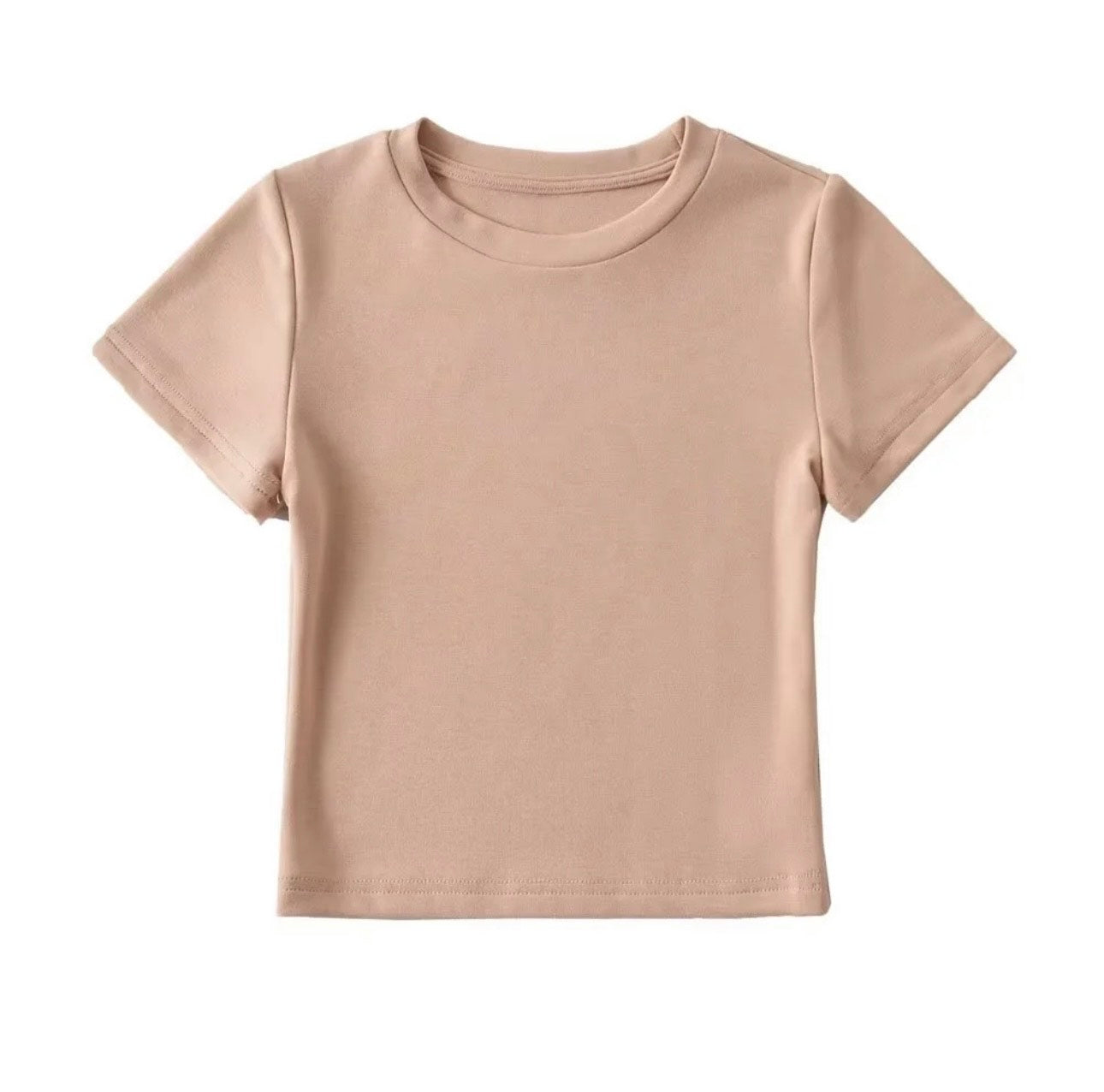 Cotton Crew Neck Cropped Tee