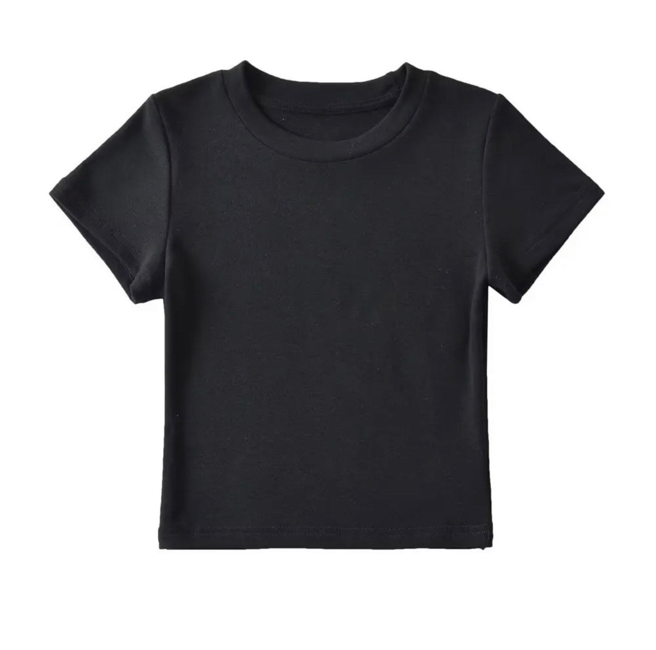 Cotton Crew Neck Cropped Tee