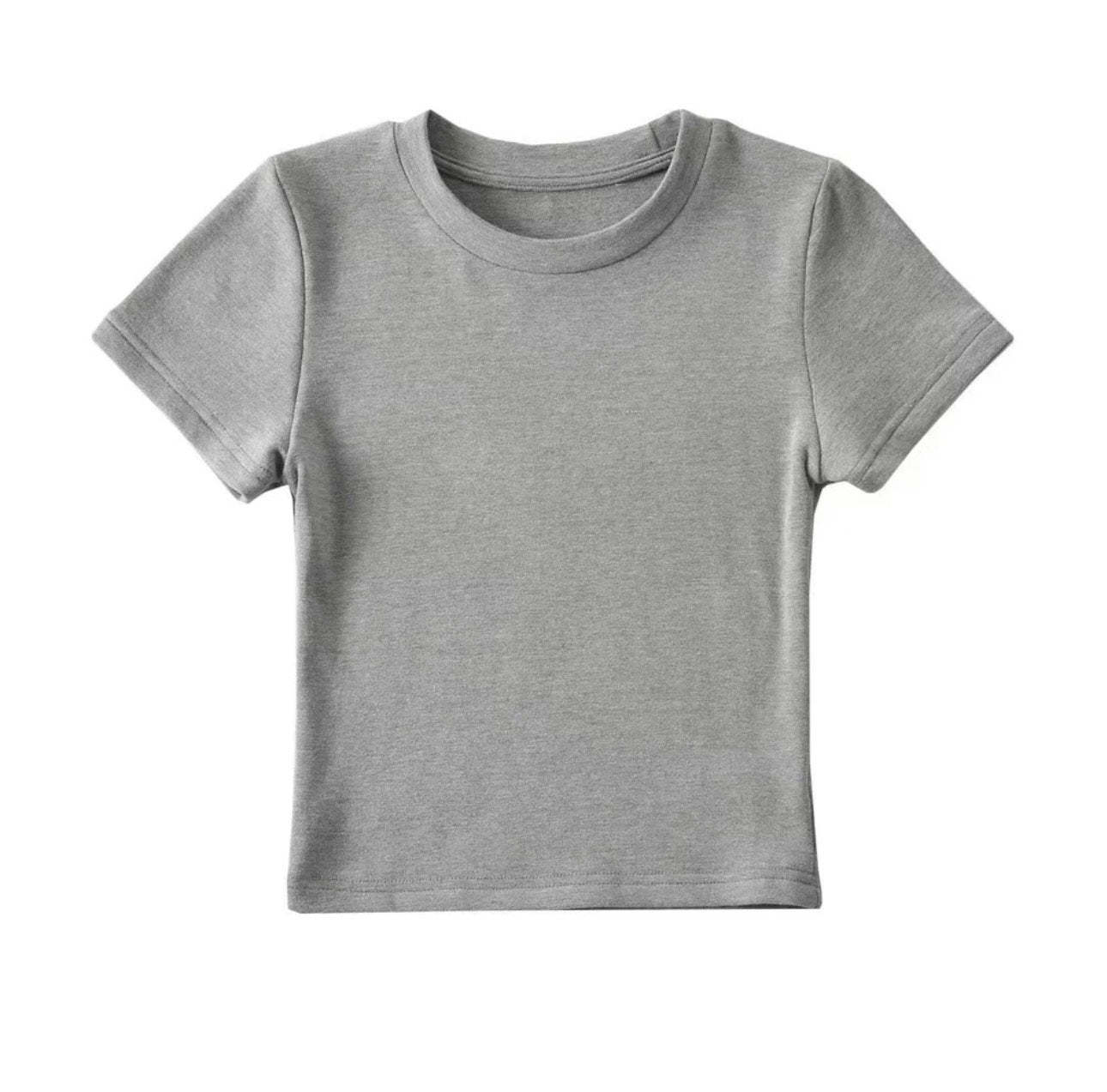 Cotton Crew Neck Cropped Tee