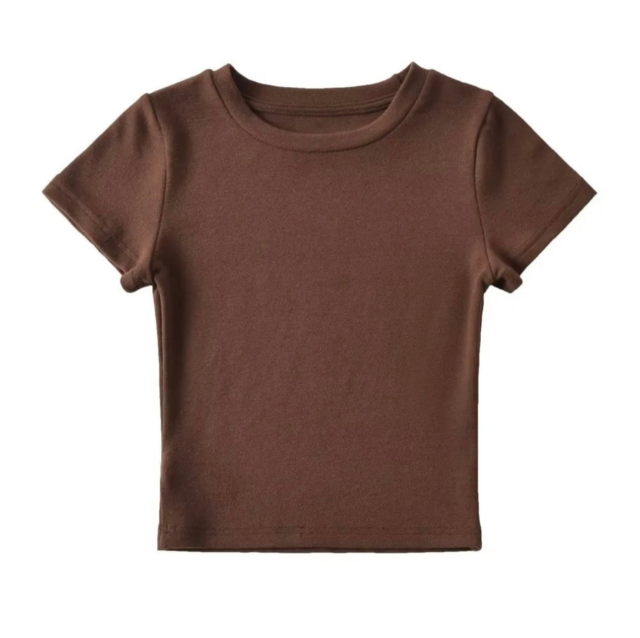Cotton Crew Neck Cropped Tee